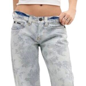 BDG Kayla LowRider NWT Wide Legs Low Rise Faded Floral Slouchy Boyfriend, sz 34W